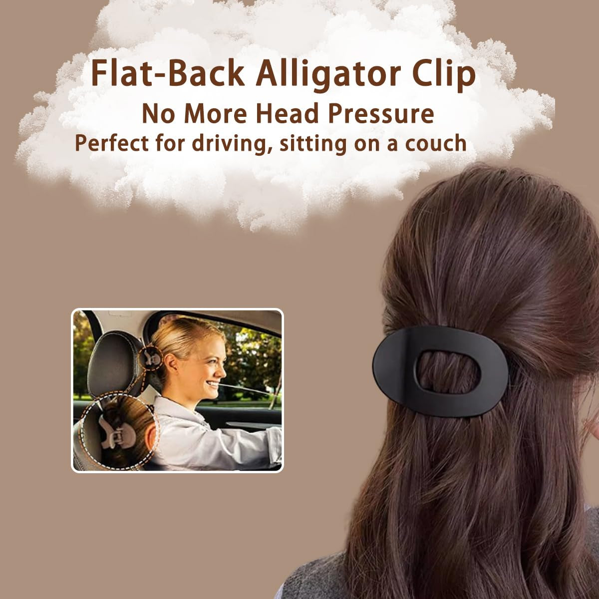 Solid Color Hair Clip: Claw Clips Neutral for Women Girls - Alligator Barrettes Strong Hold Non-Slip for Daily Styling 6 Pack