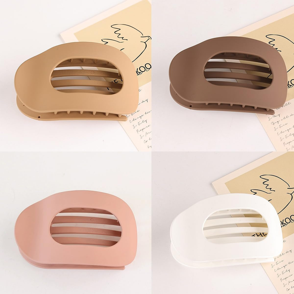 Solid Color Hair Clip: Claw Clips Neutral for Women Girls - Alligator Barrettes Strong Hold Non-Slip for Daily Styling 6 Pack