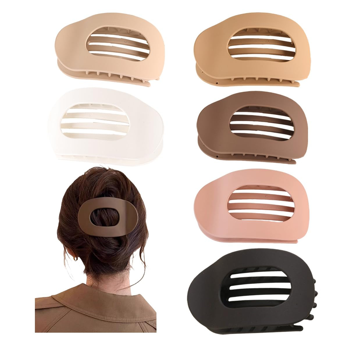 Solid Color Hair Clip: Claw Clips Neutral for Women Girls - Alligator Barrettes Strong Hold Non-Slip for Daily Styling 6 Pack