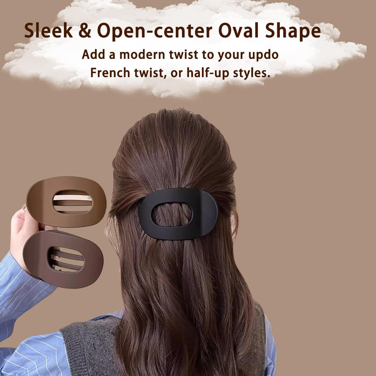 Solid Color Hair Clip: Claw Clips Neutral for Women Girls - Alligator Barrettes Strong Hold Non-Slip for Daily Styling 6 Pack