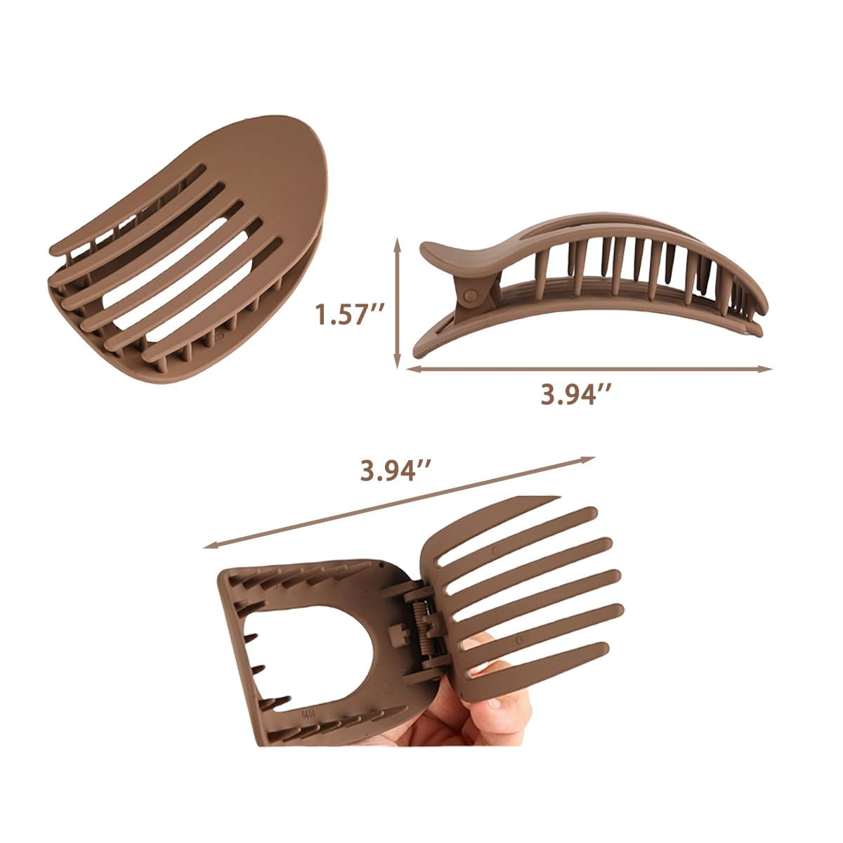 Solid Color Hair Clip: Claw Clips Neutral for Women Girls - Alligator Barrettes Strong Hold Non-Slip for Daily Styling 6 Pack